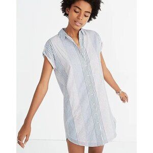Madewell Central Shirtdress Rawley Stripe Button Down Mini Dress Small
